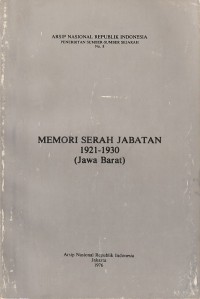 Memori Serah Jabatan 1921-1930 (Jawa Barat)